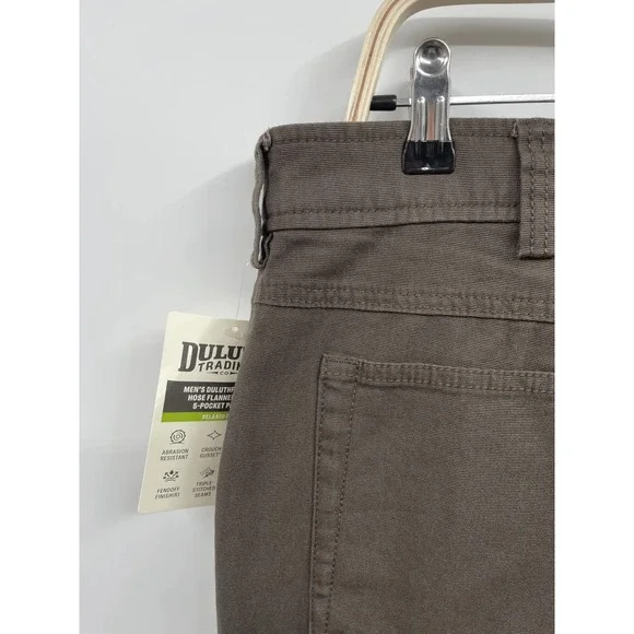 Duluth Trading Co Mens Fire Hose Flannel Lined Pants 38x30 Relaxed Fit Brown NWT